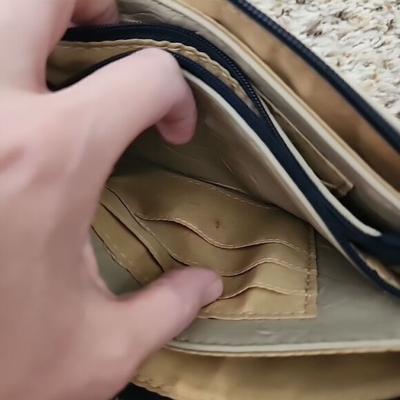 Stone and Co Tan Purse Wallet Adjustable Shoulder Bag Blue Strap - Picture 10 of 10